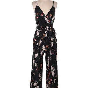 Kaileigh Black Floral Wrap Jumpsuit